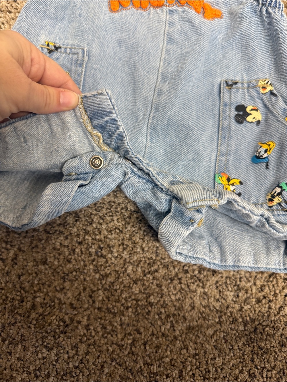 Vintage Mickey Denim Short Overalls for Kids Size 12 Months - Light Blue - Picture 2 of 5